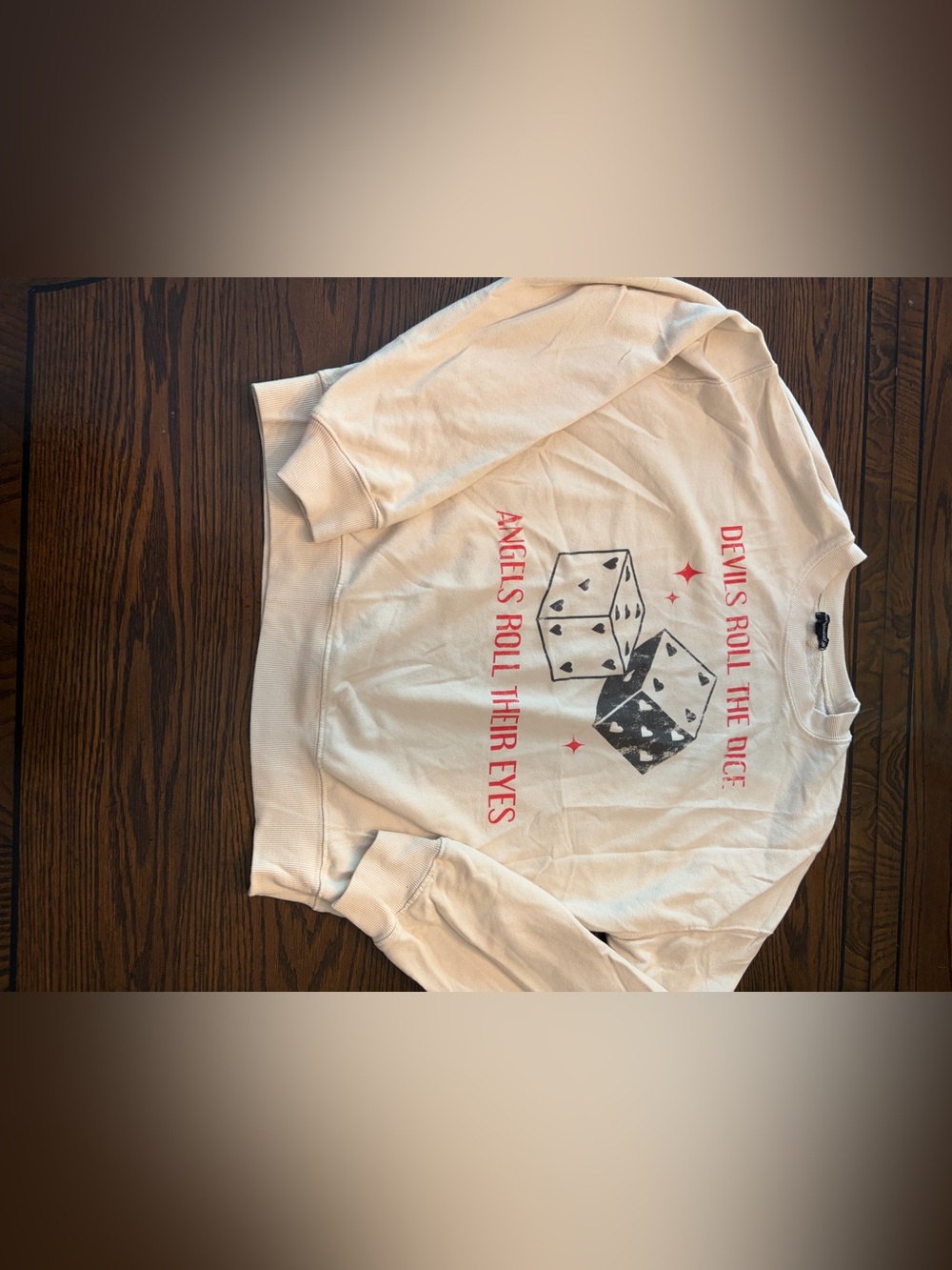 Graphic Dice Crewneck Sweatshirt - Cream with Black & Red Print